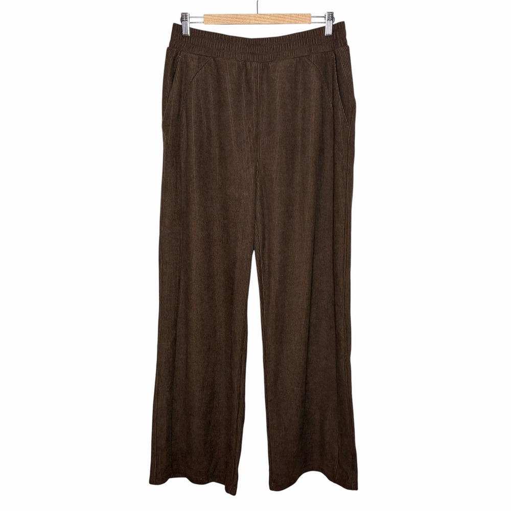 Halara Corduroy High Rise Wide Leg Pants Brown Womens L Tall Academia Career